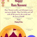 Temple Silhouette Ram Navami Greeting with Festive Design, Diyas, Bow & Arrows