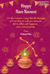 Diyas & Kalash Ram Navami Greeting Card with Mandala Art, Bow & Arrows