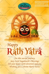 Golden Aura Rath Yatra Greeting Card with Lord Jagannath, Chariot Wheel Design and Crowd Illustration