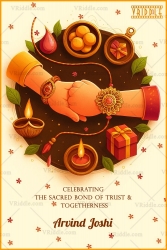 This beautifully designed Raksha Bandhan card captures the essence of sibling love through a minimal yet vibrant illustration. At the center, two hands are shown tied with a rakhi, symbolizing the sacred bond between brother and sister. Surrounding them are traditional festive elements like diyas, sweets (laddus), roli-chawal, and a gift box — all arranged in a harmonious circular layout. The warm tones and clean composition make this design both modern and rooted in tradition. It’s a heartfelt celebration of trust, protection, and lifelong togetherness. #RakshaBandhanCard #RakhiDesign #SiblingLove #ModernFestiveArt #MinimalIndianGreeting #TrustAndTogetherness #RakhiIllustration #RakhiCelebration #Rakhi2025 #DiyaDecor #GiftOfLove #BrotherSisterBond #HandTiedRakhi #IndianFestivalCard