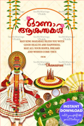 Joyful Onam Blessings with Majestic Kathakali Elegance & Festive Sadya Delight Joyful Onam Blessings with Majestic Kathakali Elegance & Festive Sadya Delight