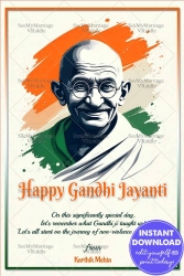 Tricolor Portrait Gandhi Jayanti Greeting Card with Artistic Design and Inspirational Quote