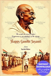 Dandi March Scene Gandhi Jayanti Greeting Card with Inspirational Quote