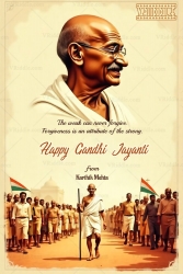 Dandi March Scene Gandhi Jayanti Greeting Card with Inspirational Quote