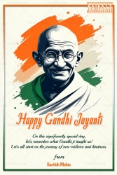 Tricolor Portrait Gandhi Jayanti Greeting Card with Artistic Design and Inspirational Quote