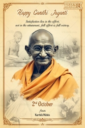 Vintage Gandhi Jayanti Greeting Card with Inspirational Quote and Historic Background