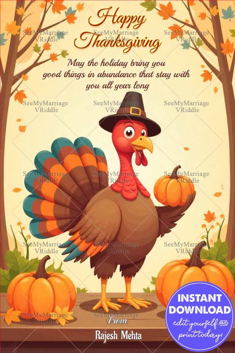 Turkey Harvest Thanksgiving Greeting Card with Pumpkins and Warm Holiday Wishes