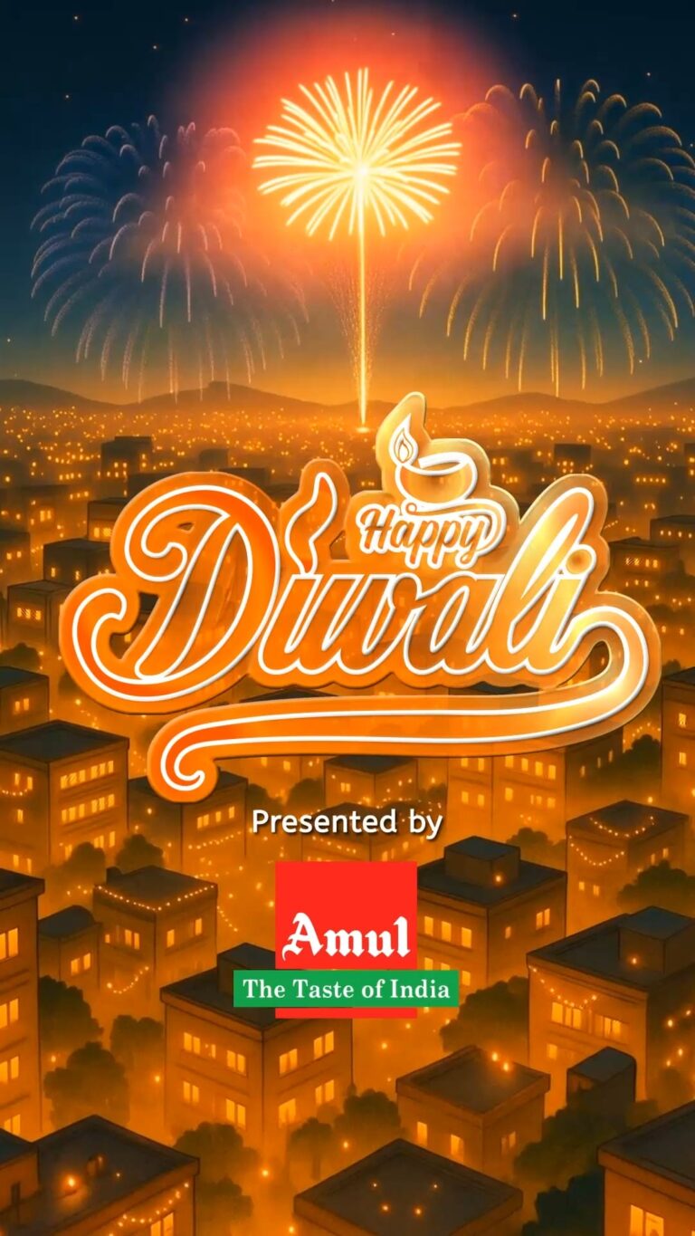 A Story Theme Diwali Greeting Video with Family Illustration, Fireworks and Glowing Diyas