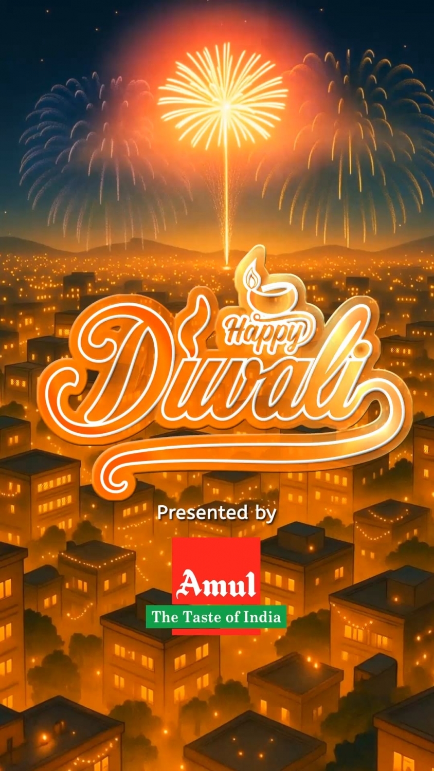 A Story Theme Diwali Greeting Video with Family Illustration, Fireworks and Glowing Diyas