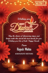 Glowing Diyas Diwali Greeting Card with Red Theme and Warm Wishes