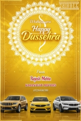 Golden Mandala Dussehra Greeting Card with Cars Dealership Promotional