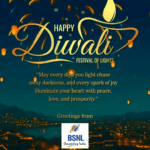 Magical Night Sky Diwali Greeting Video with Golden Fireworks and Illuminated Riverside Cityscape