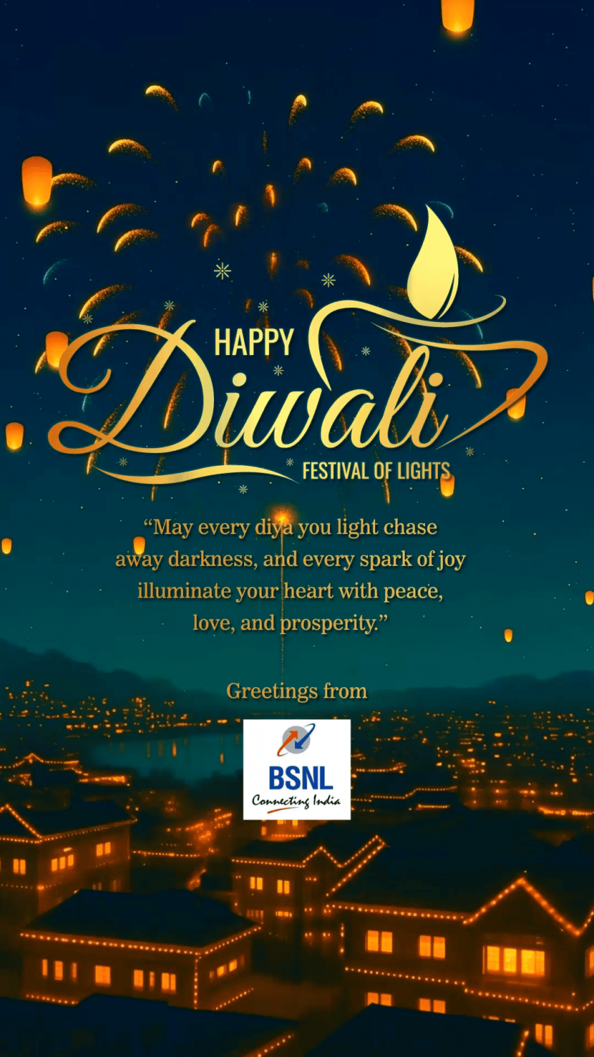 Magical Night Sky Diwali Greeting Video with Golden Fireworks and Illuminated Riverside Cityscape