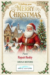 Vintage Santa Christmas Greeting Card – Snowy Village Scene with Santa Claus, Christmas Tree, Children Sledding