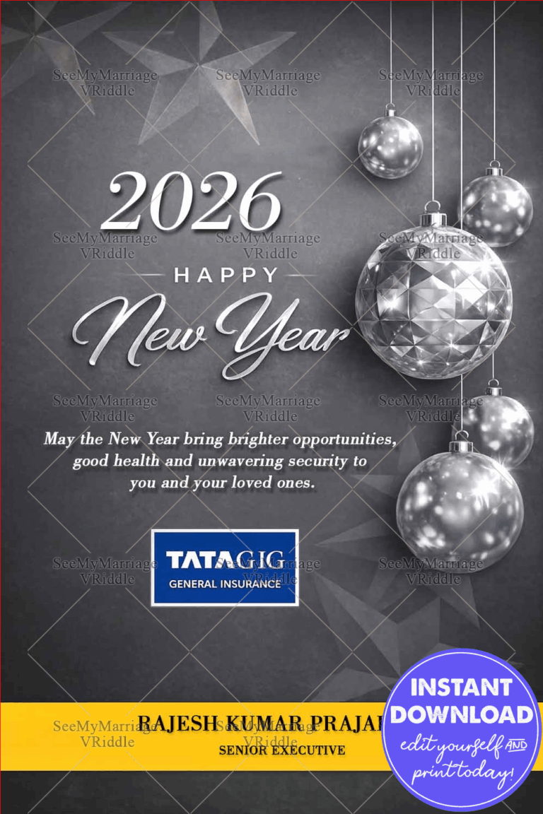 New Year Greeting with Silver Ornaments and Add Logo Branding Option