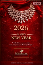 Luxurious New Year Greeting Card with Radiant Jewelry Logo Add Option and Royal Red Velvet BG
