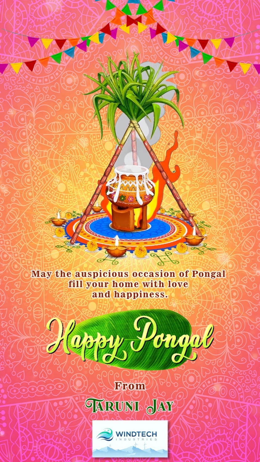 Pongal Greeting Video with Auspicious Boiling Pongal Pot Overflowing and Radiant Pink–Orange BG
