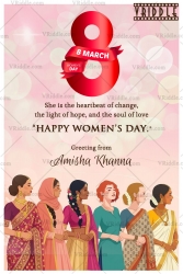 International Women’s Day Greeting Card with Soft Pastel Background and Multicultural Women Illustration