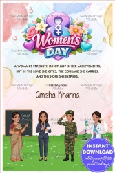 Empowering Women’s Day Greeting Card with Soft Watercolor Background and Professional Women Illustrations