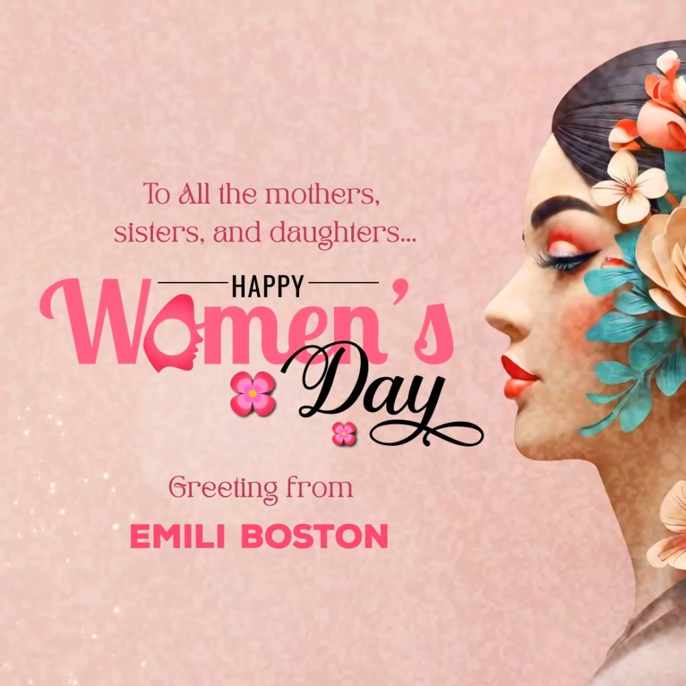 Graceful Women’s Day Greeting Video with Floral Portrait Art, Soft Pastel Tones & Elegant Typography