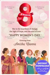 International Women’s Day Greeting Card with Soft Pastel Background and Multicultural Women Illustration