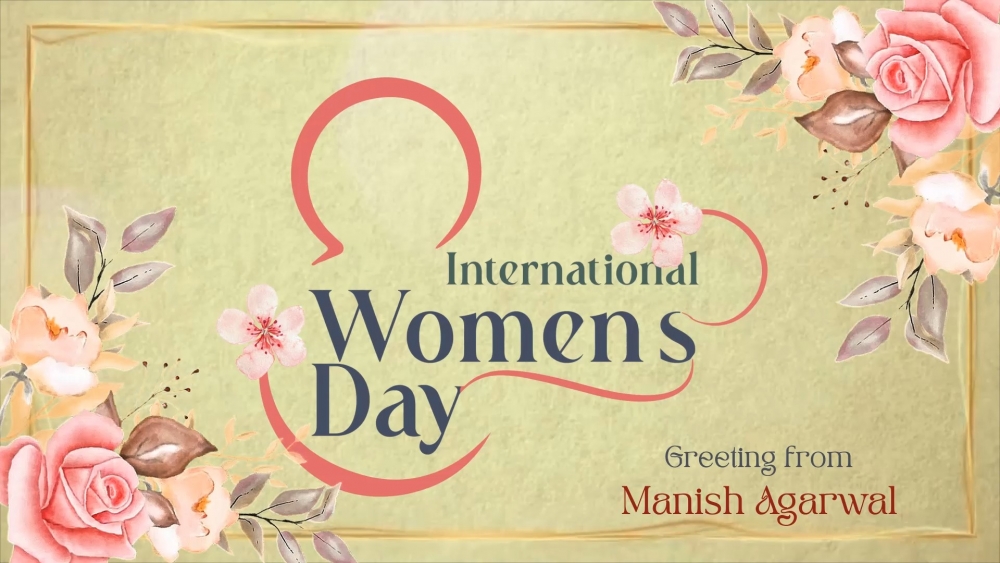 Pastel Green International Women’s Day Greeting Video with Soft Floral Corners