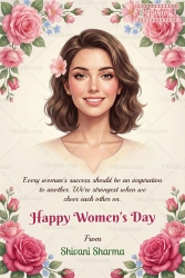 Soft Pastel Women’s Day Greeting Card with Soft Portrait Illustration and Inspirational Quote Design