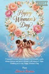 Dreamy Women’s Day Greeting Card with Floral Wreath and Sisterhood Illustration
