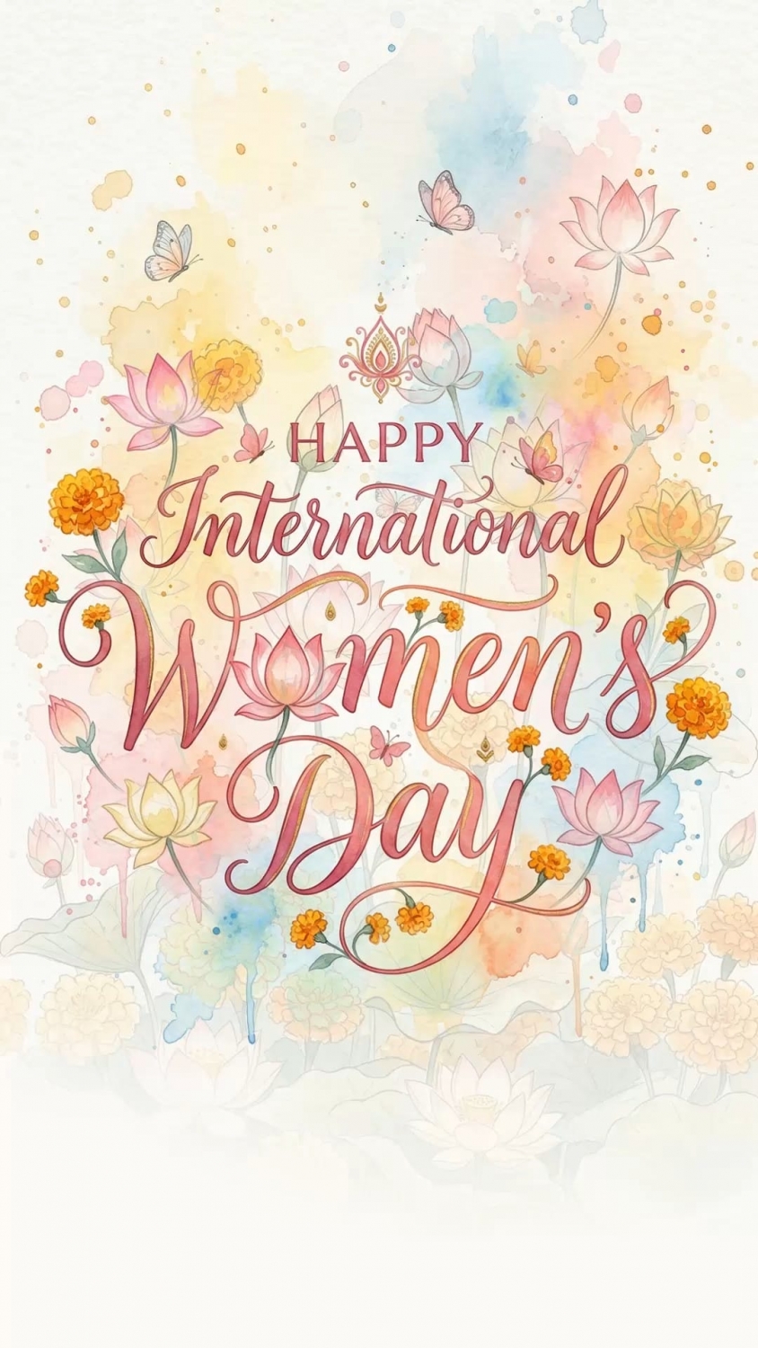 Thoughtful Quotations Soft Pastel International Women’s Day Greeting Video with Lotus Blossoms and Butterflies